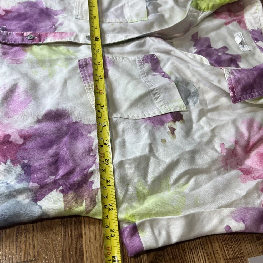 Westbound Womens Sz M Multi Color Pastel Tie Dye Knit Short Sleeve Blouse Top - Picture 6 of 7
